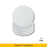 Craft Express 3.5" Round Ceramic Sublimation Coasters – Glossy White with Cork Back