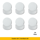 Craft Express 3.5" Round Ceramic Sublimation Coasters – Glossy White with Cork Back