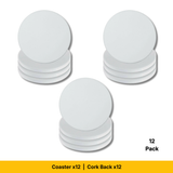 Craft Express 3.5" Round Ceramic Sublimation Coasters – Glossy White with Cork Back