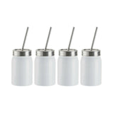 Craft Express 4 Pack 17oz Stainless Steel Sublimation Mason Jars with Straws