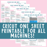 cricut one sheet printable for all machines