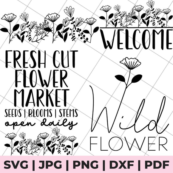floral stems svg bundle image