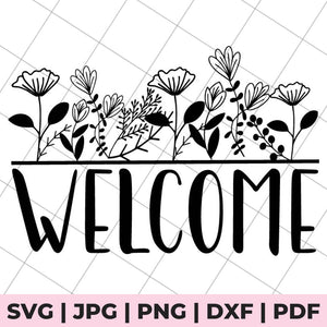 Floral Welcome Sign SVG File