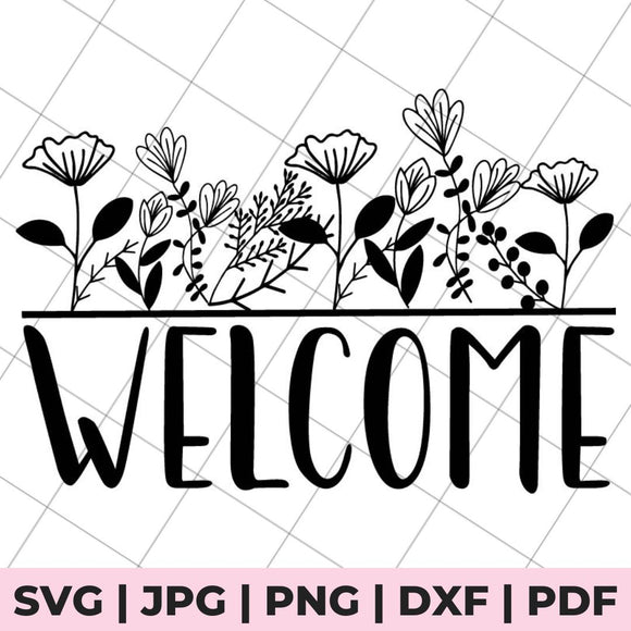 Floral Welcome Sign SVG File