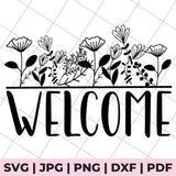 Floral Welcome Sign SVG File