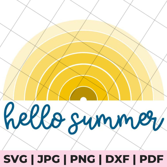 hello summer with sun svg file