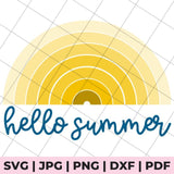hello summer with sun svg file