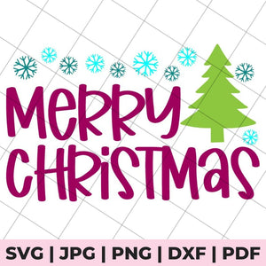 merry christmas with tree svg file