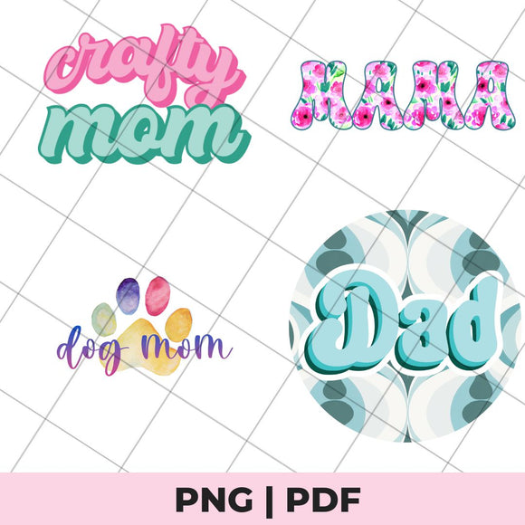mom dad and dog paw sublimation image