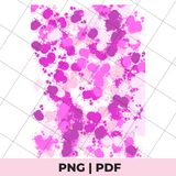 Pink and purple abstract pattern on a grid background with 'PNG | PDF' text at the bottom.