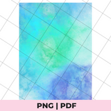 Gradient blue and green color swatch with grid lines on a white background