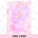 Gradient pink and purple pattern on a grid background with 'PNG | PDF' text at the bottom.