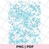 Blue watercolor pattern on a white background with 'PNG | PDF' text at the bottom.