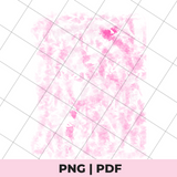 Pink watercolor pattern on a grid background with 'PNG | PDF' text at the bottom.