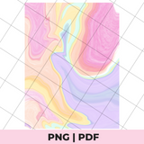 Pastel-colored abstract design with grid lines and 'PNG | PDF' text at the bottom.