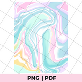 Pastel marble pattern with pink, blue, and yellow on a white background
