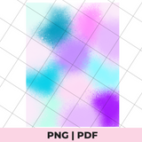Gradient background with pastel colors on a grid pattern, featuring 'PNG' and 'PDF' formats at the bottom.