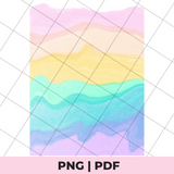 Gradient color pattern with pastel shades on a grid background, labeled 'PNG | PDF'.