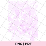 Grid paper with purple watercolor pattern on a white background, featuring 'PNG | PDF' text at the bottom.