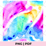 Colorful abstract watercolor design with grid lines and 'PNG PDF' text at the bottom.