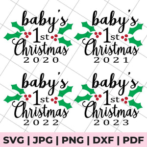 baby's 1st christmas svg file bundle