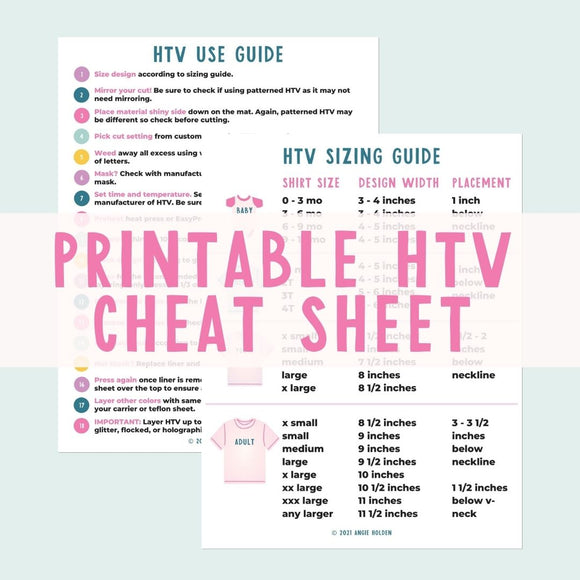 HTV Cheat Sheet The Country Chic Cottage