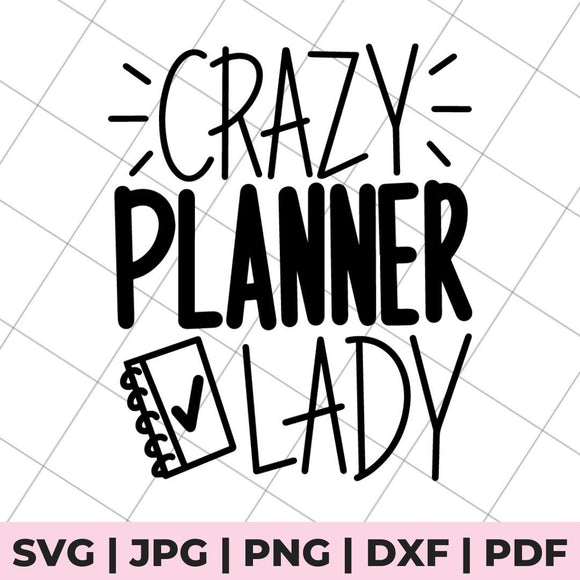crazy planner lady svg file