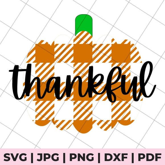 thankful plaid pumpkin svg file